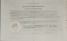 ANDREW JOHNSON - CIVIL APPOINTMENT SIGNED 05/04/1866 WITH CO-SIGNERS