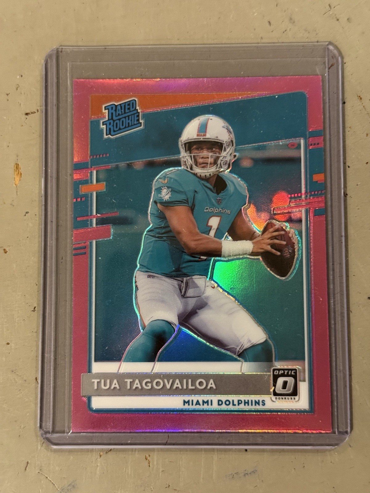 2020 Panini Donruss Optic Tua Tagovailoa Rated Rookie Pink Prizm #152 Dolphins