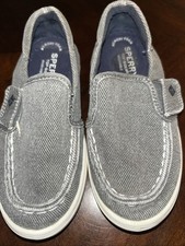 SPERRY Topsiders Gray Boat Shoe Childs Size 10 M Washable Non-slip sole EUC