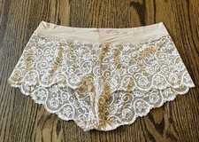 COMMANDO DOUBLE TAKE LACE BOYSHORTS PANTIES NUDE BEIGE SZ M/L