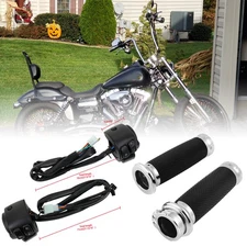 For Harley Motorcycle 1" Handlebar Hand Grips with Switches Controls Housing