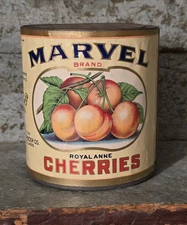 Marvel Cherries Tin Fruit Canned Good Grocery Original General Store Danville