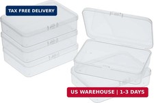 5 Pcs Mini Plastic Storage Containers Box with Lid, 4 x 3 x 1 inches, Clear FAST