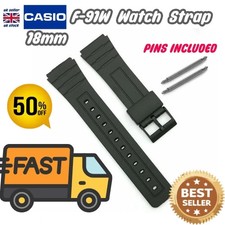 Replacement Strap For Casio 18mm Watch Fits F91 F94 F105 Black FREE P&P