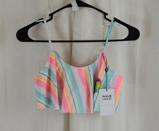 Hurley Girls Flounce Bikini 2-Piece Swimsuit Multicolor Stripe Size 12