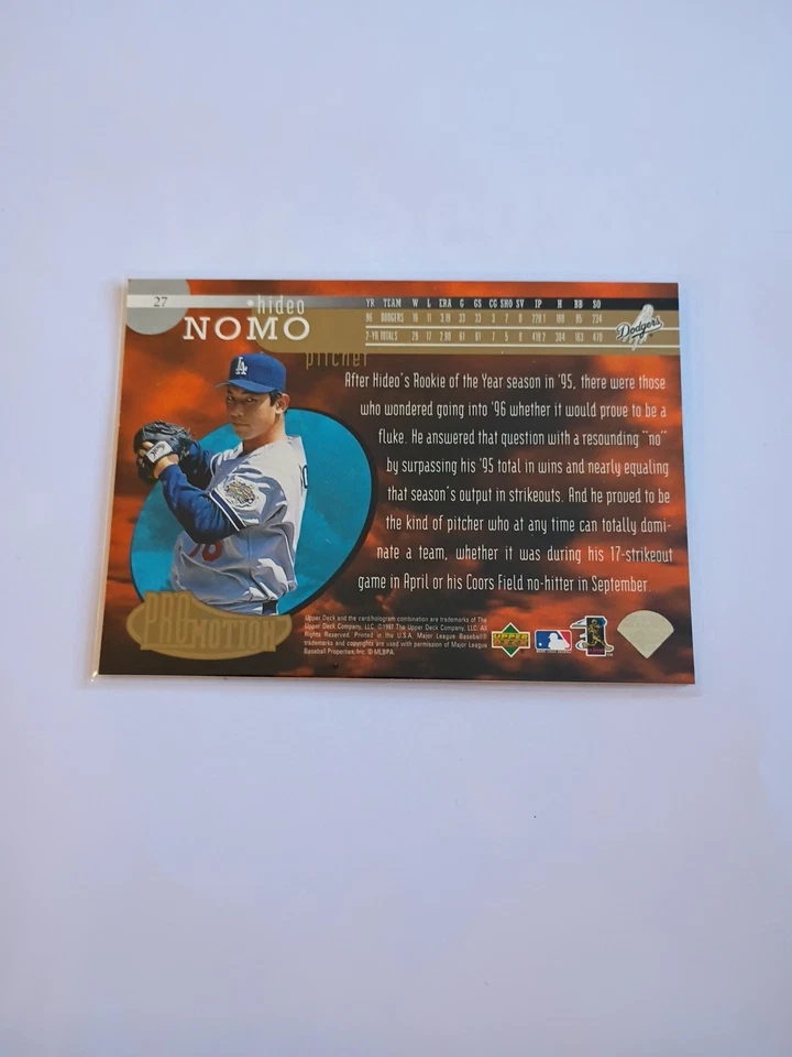 1997 Upper Deck UD3 - Pro Motion Hideo Nomo #27 - Image 2 of 2