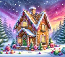 Christmas Gingerbread House Snow Scene WINDOW CLING Size 9.1" Vinyl