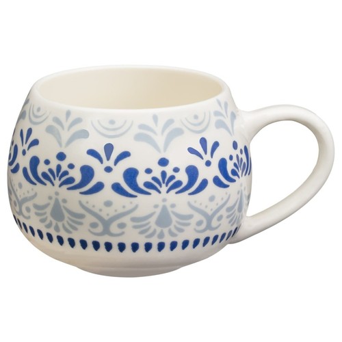 Elegant Blue Patterned Elegant Ceramic Mug – Stylish Everyday Drinkware - Picture 9 of 11