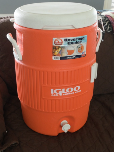 Igloo Beverage Cooler 5 gallon orange and white made in USA - Picture 3 of 13