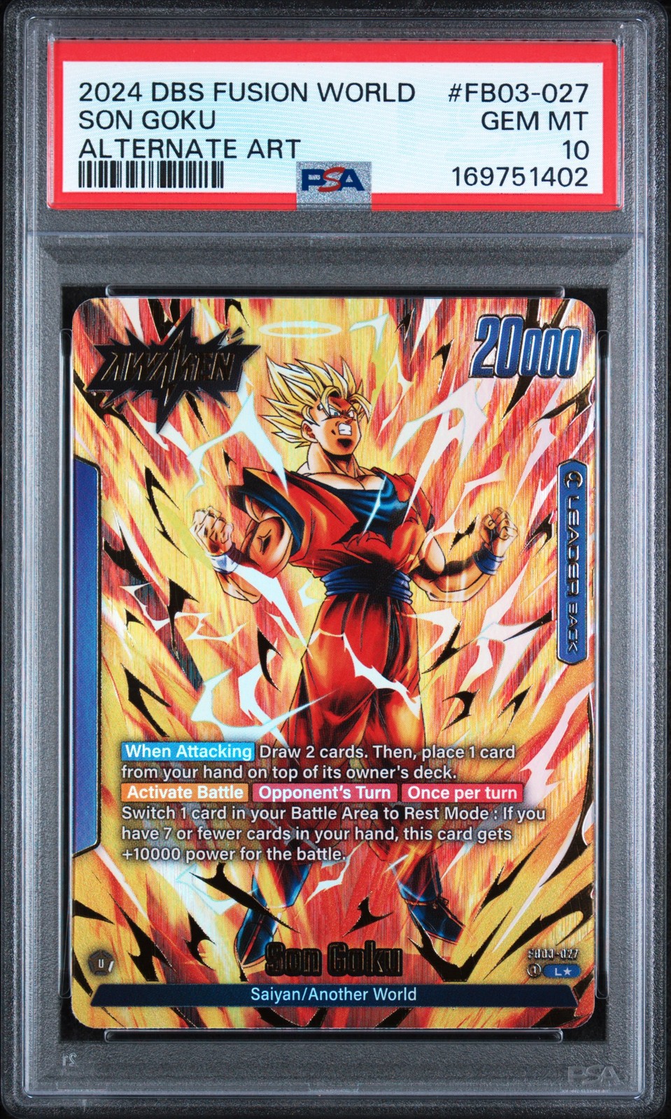 2024 DRAGON BALL SUPER CARD GAME FUSION WORLD RAGING ROAR SON GOKU PSA 10
