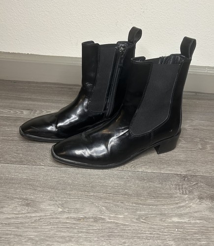 Womens Aquatalia Rosina Soft Abrasiva Boots Black Patent Leather Italy Made 9.5 - Picture 5 of 22