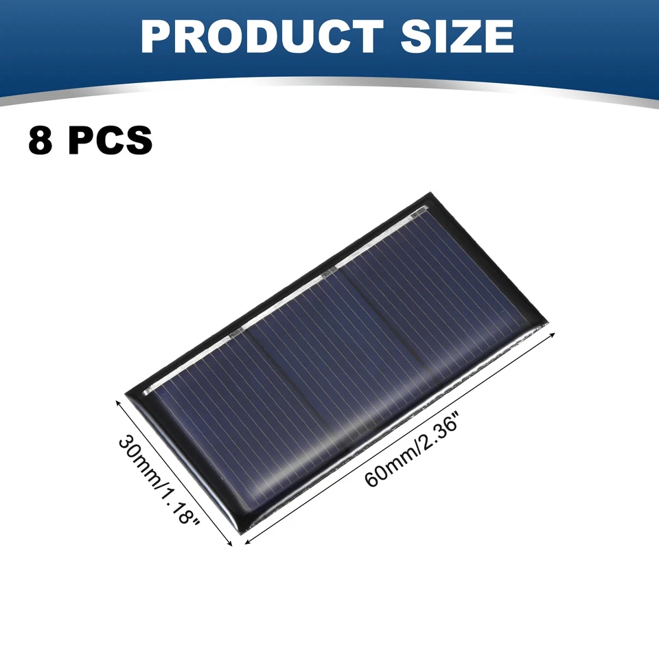 8stk 1,5V 0,24W 0,16A Mini-Solarmodule, Solar-Photovoltaikzellen, 2,36" x 1,18" - Bild 2 von 4