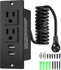 In-Drawer Outlet Kit: Organize Your Space with Two AC 15Amp Outlets & USB Ports 