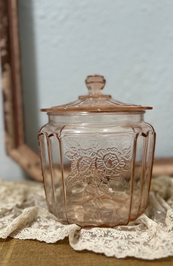 Vintage 1930’s Anchor Hocking Open Rose Mayfair Pink Depression Glass