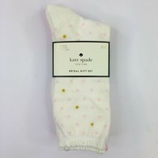 Kate Spade Bridal Gift Set Cream Pink Gold 3 Pair Bridesmaids Socks One Size NEW