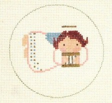 Angel with Harp Christmas Ornament Hand Painted Needlepoint Canvas