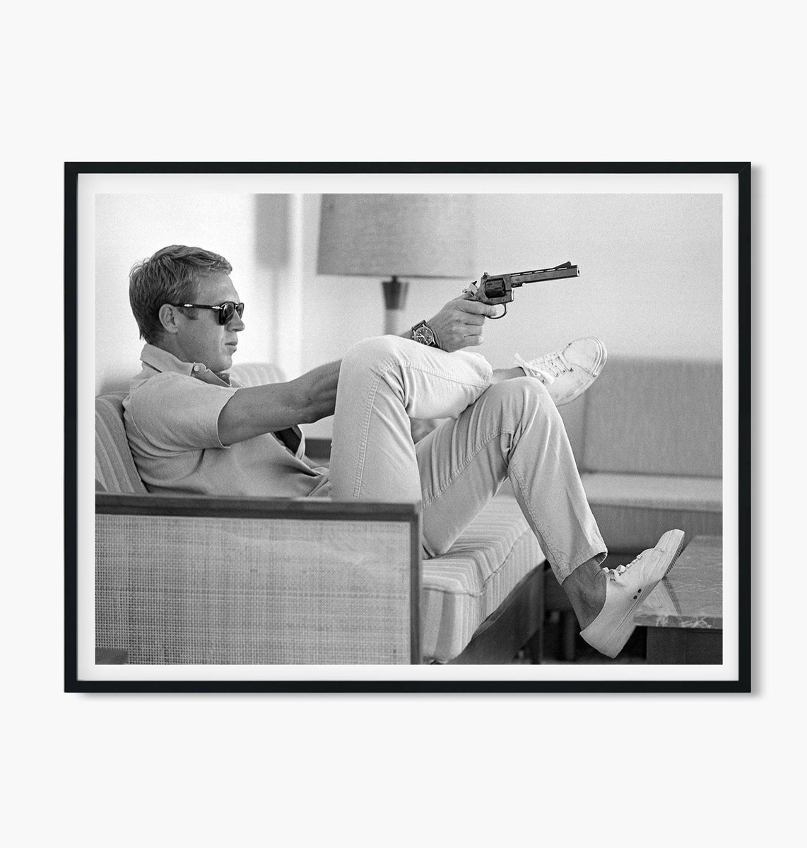 Steve McQueen Jaguar Vintage Retro Celebrities Poster Art Print