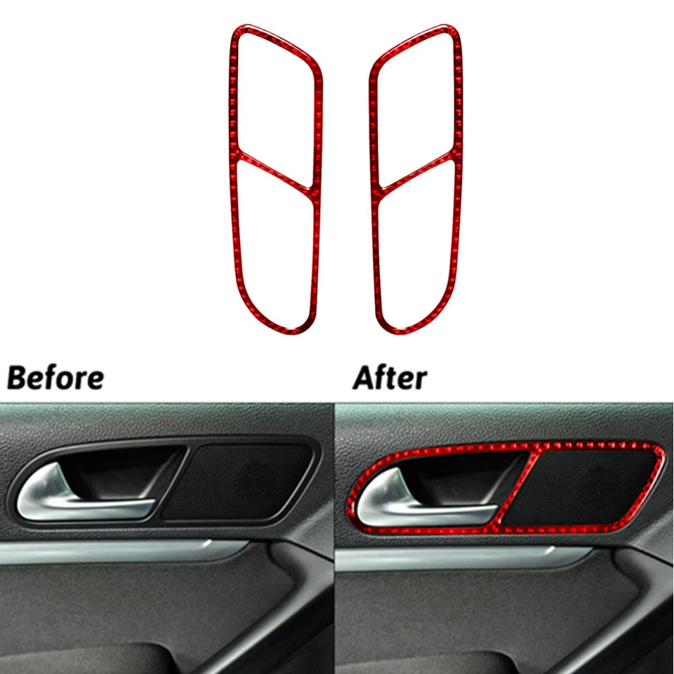 31Pcs Red Carbon Fiber Interior Kit Cover Trim For Volkswagen Tiguan 2013-2017 Foto 3 de 4