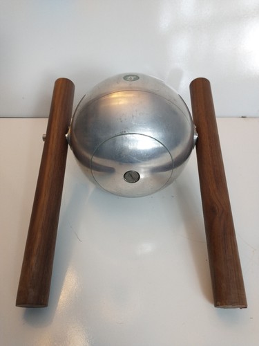 Gyrosphere (?) 5" Diameter Metal Orb on Wood Display for Parts or Restoration - Picture 5 of 7