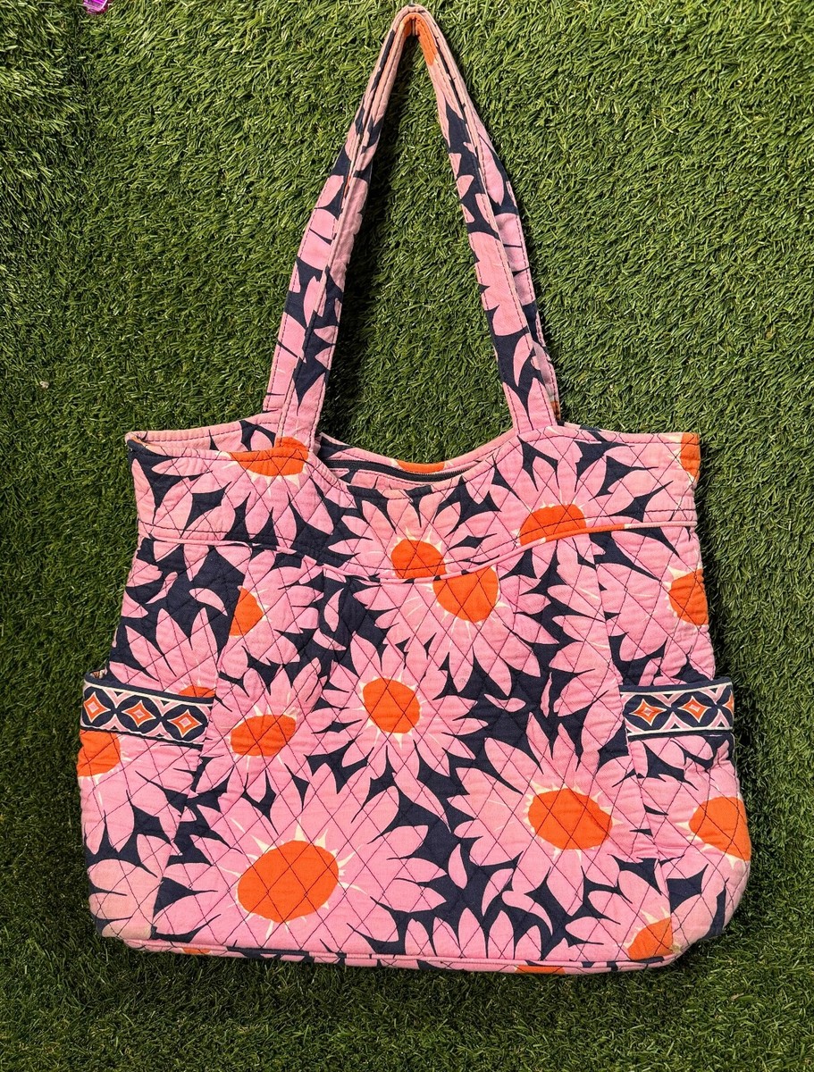 Vera Bradley Pink Sun Flower Floral Tote Hand Bag Purse Satchel