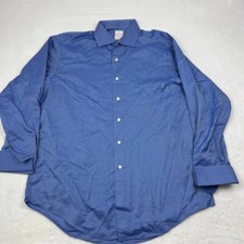 Brooks Brothers Shirt Men 17-34 Blue Striped Golden Fleece 2 Ply Superfine Woven