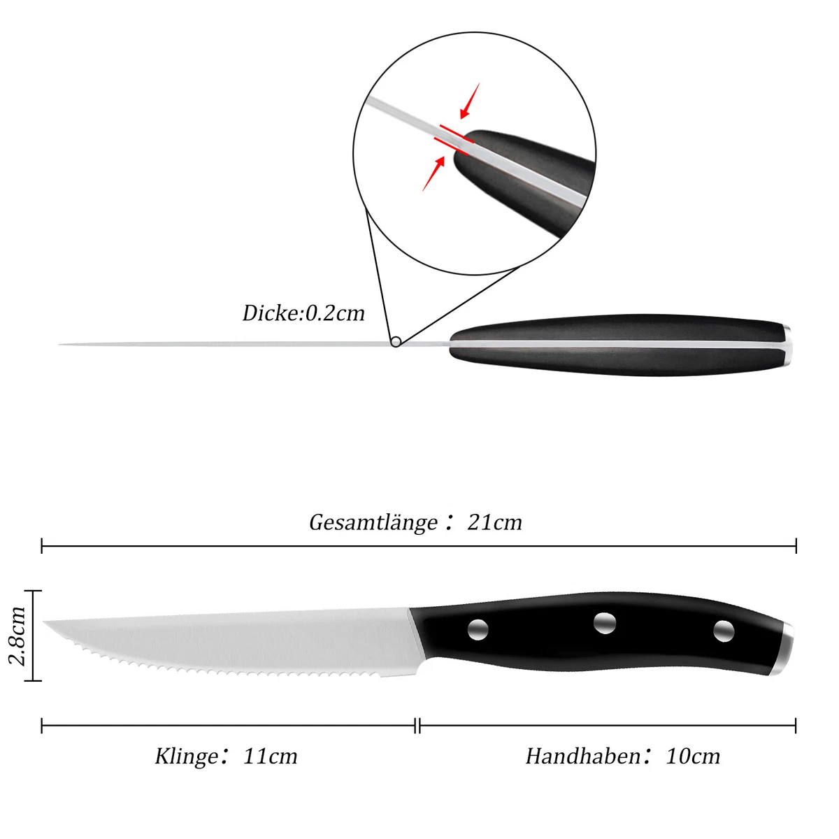 Knives Set with Box for Kitchen Wooden Boxed Steak Knife Set of 6Pcs  HOABLORN Serrated Steak Knife Set German Stainless Steel Steak Knife Set  for