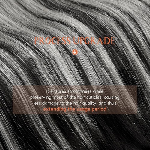 Extensiones de cabello liso con clip de PU sin costuras de sal y pimienta 140 g piel de cabello humano - Imagen 4 de 24