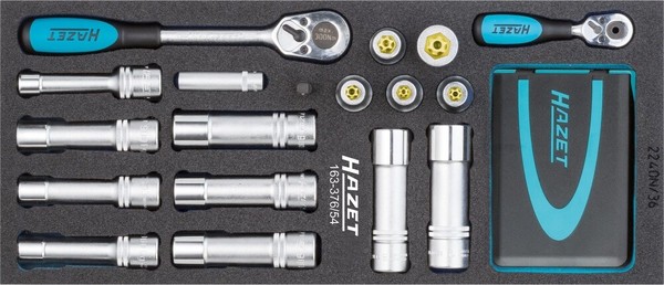 Hazet SteckschlüSselsatz 12,5Mm 1/2 Zoll 6,3Mm 1/4 6,3 1/4 54Tlg 163-376/54-image