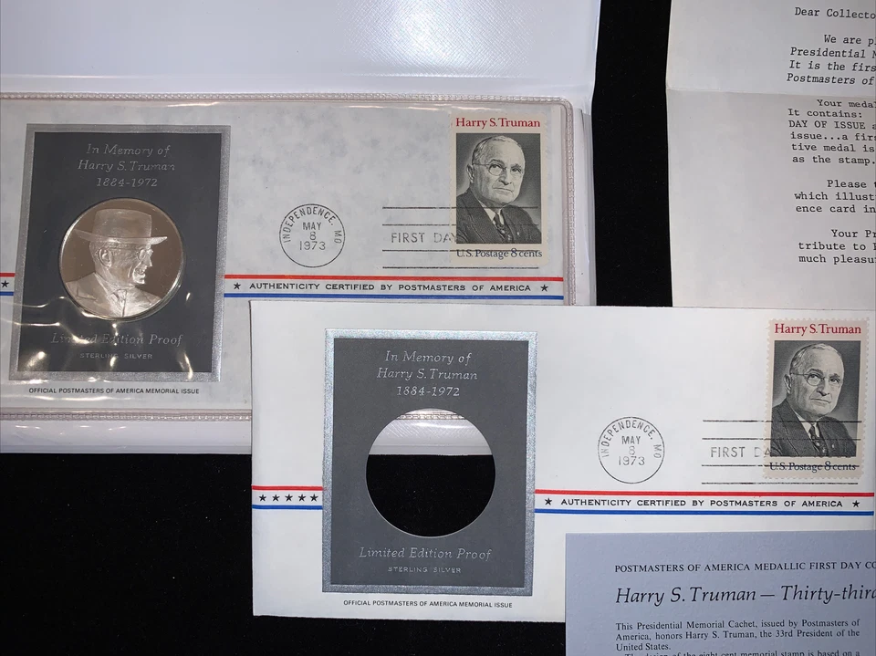 President Truman Postmasters of America Sterling Silver Proof 1st Edition - Image 3 of 4