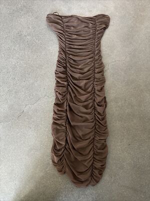 Dress Urban outfitters brown sheer scrunch women's size small | eBay