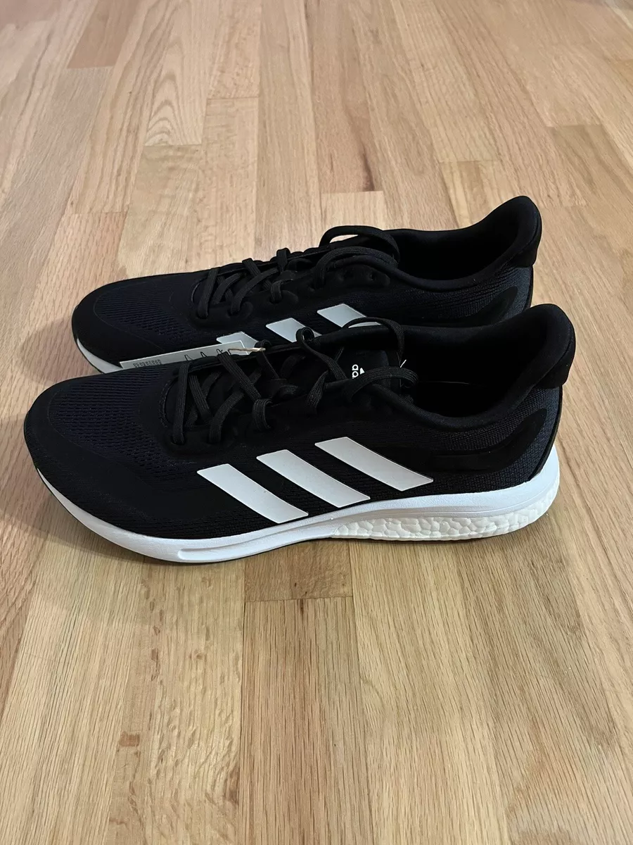 New Adidas Mens Size 9.5 Supernova Black White Running Shoes