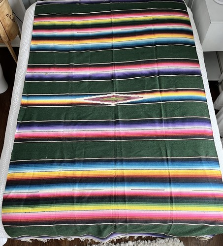 "Manta mexicana Saltillo Serape tejida fina vintage 49"" X 83""" - Imagen 6 de 12