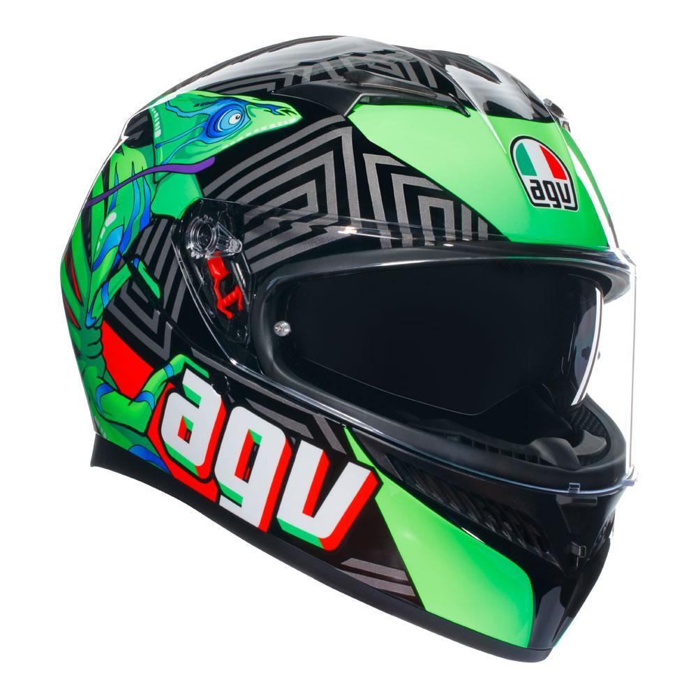 NEW AGV K3 KAMALEON BLACK RED GREEN ROAD MOTORCYCLE HELMET