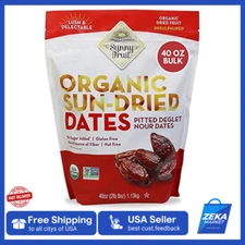ORGANIC Pitted Dates - Sunny Fruit 40oz Bulk Bag 2.5 lbs - Packaging May Vary