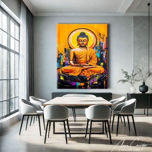 Colorful Abstract Print Decor Orange Wall Art Canvas Meditation Zen Decoration - Picture 2 of 7