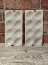 2 Tupperware Deviled Egg Holder Tray Replacement #665 White Vintage - Trays Only