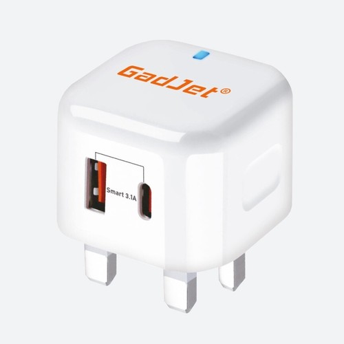 Type-C + USB-A Ports 3.1A 2-Port Charger Power Adapter Plug Universal UK Mains - Picture 2 of 2
