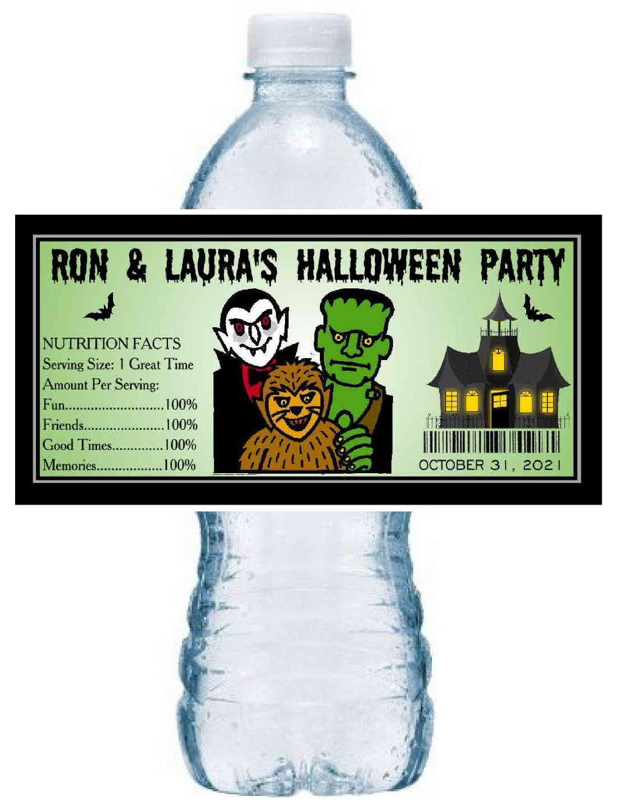 20 MONSTERS HALLOWEEN BIRTHDAY PARTY FAVORS WATER BOTTLE LABELS  Waterproof Ink