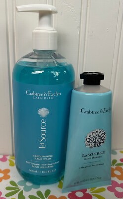 CRABTREE & EVELYN LA SOURCE LIQUID HAND SOAP 16.9 OZ & HAND THERAPY 3.5 OZ