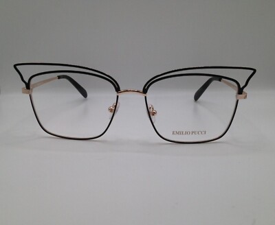 Emilio Pucci EP 5122 005 Black Gold Cat Eye Metal Eyeglasses Frame 53-16-135