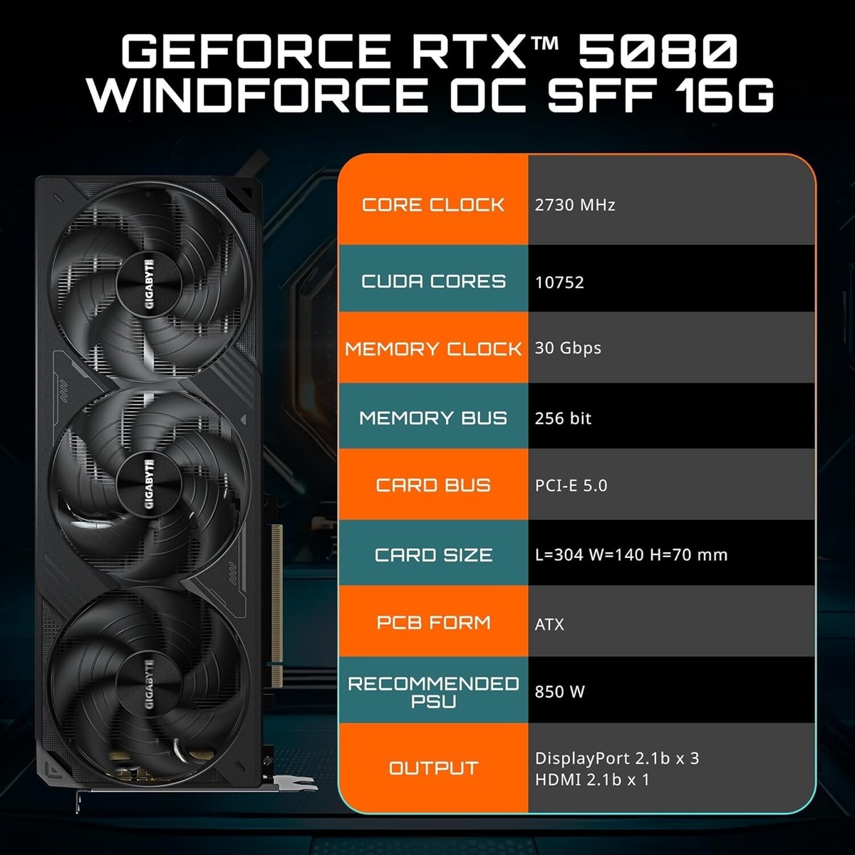 GIGABYTE GeForce RTX 5080 WINDFORCE OC SFF 16G DDR7 # GV