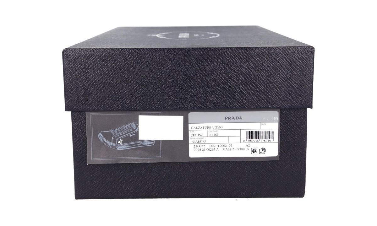 PRADA ボックス PRADA DOWNTOWN SNEAKERS SHOES 2EG352 BLACK WHITE LEATHER NEW