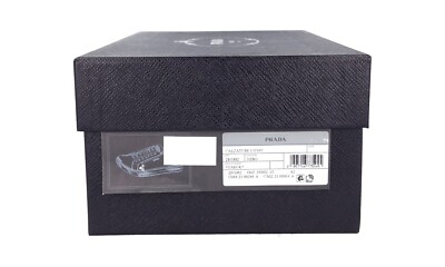 PRADA DOWNTOWN SNEAKERS SHOES 2EG352 BLACK WHITE LEATHER NEW
