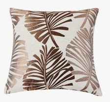 Big Leaf Palm Leaves Jacquard Tropical Nature Throw Pillow Cover Home Decor 18  