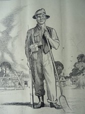 1944 Original Print WW2 THE HOME GUARD - STAND EASY !
