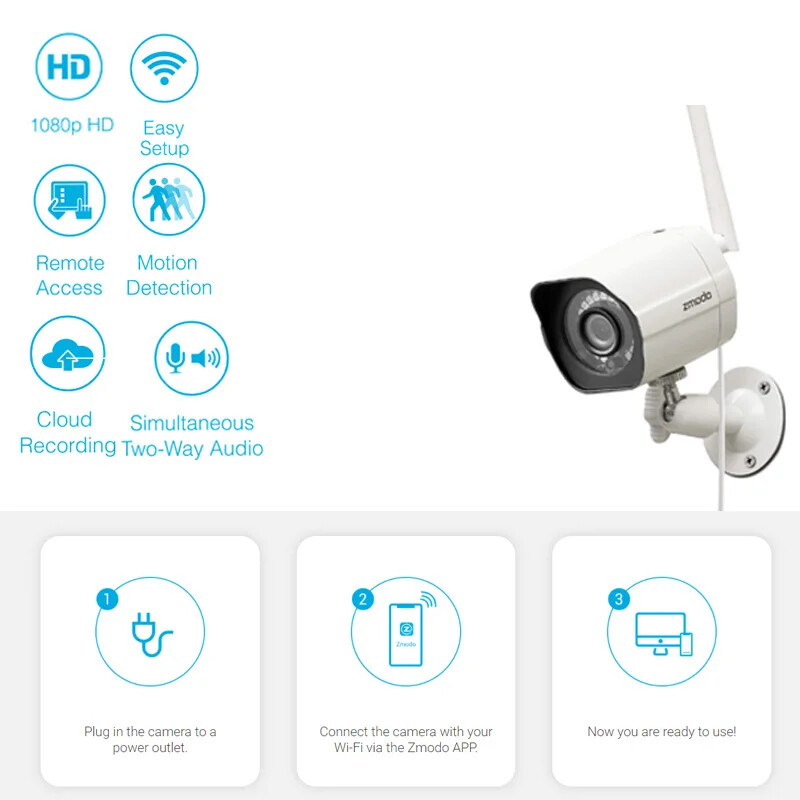 Security Camera Outdoor,WirelessWiFi,Night Vision,AI Motion Detection,Metal case-image