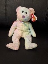 Ty Beanie Baby Groovy the Tie Dye Bear Plush 1999  Heart Tag, Great Condition 