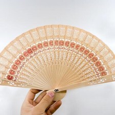 Hollow Sandalwood Fan for Weddings and Events - Elegant Full Flush Wood Design