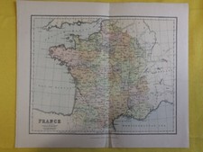 1870 ITALY Vintage Large Geographical Map ORIG Europe Color 12.5 x 10.5" C13-1