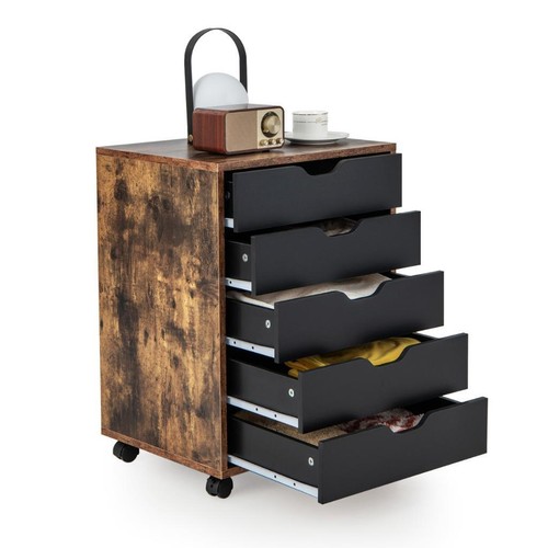 Wooden Storage Stationary Work Office Filing Cabinet Organiser Unit - 5 Drawers - Picture 4 of 9
